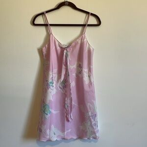 VTG Feminine Floral Nightie Miss Elaine Romantic Dress Small Pink Lingerie Bow